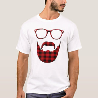Hipster-karierter Bart und Gläser T-Shirt