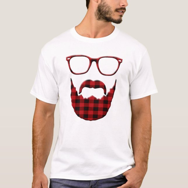 Hipster-karierter Bart und Gläser T-Shirt (Vorderseite)