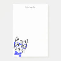 Hipster-Katze blau füge deinen Namen hinzu