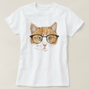 Hipster Katze (braun & weiß) T-Shirt