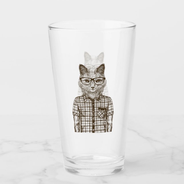 Hipster-Katze Glas (Vorderseite)