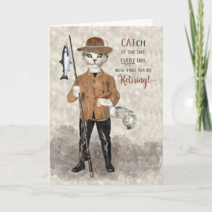 Hipster-Katzen-Angler-Thema Lustiger Ruhestand Karte