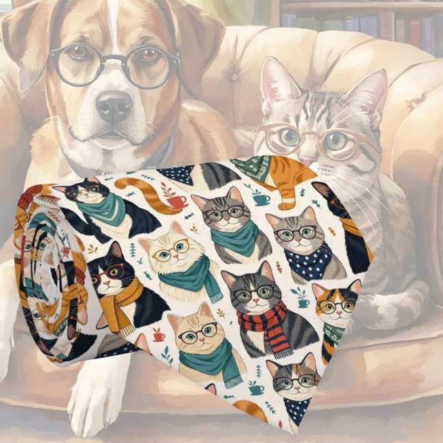 Hipster-Katzen mit Brille Illustrationen Krawatte (Von Creator hochgeladen)