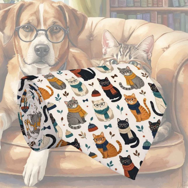 Hipster-Katzen mit Brille Illustrationen Krawatte (Von Creator hochgeladen)