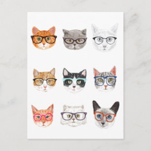 Hipster-Katzen Postkarte