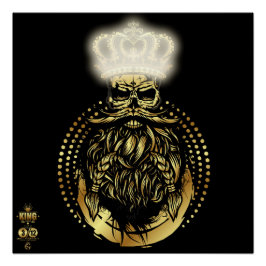 Hipster King Skull König Barbu 3 Poster