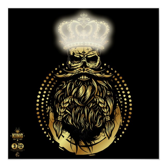 Hipster King Skull König Barbu 3 Poster (Vorderseite)