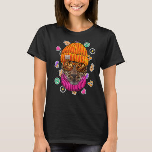 Hipster Leopard Geek Nerd Glasses Animal Liebe Pea T-Shirt