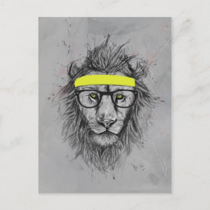 hipster lion postkarte