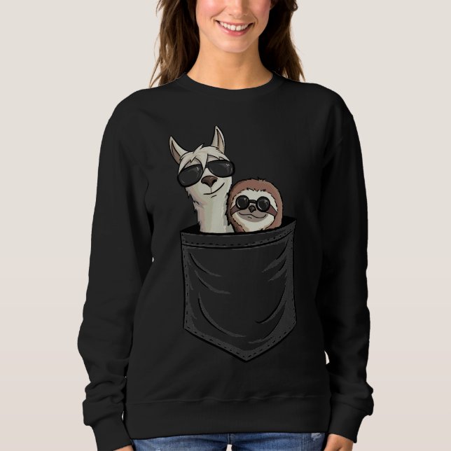 Hipster Llama Sloth mit Sonnenbrille Tier in Po Sweatshirt (Vorderseite)