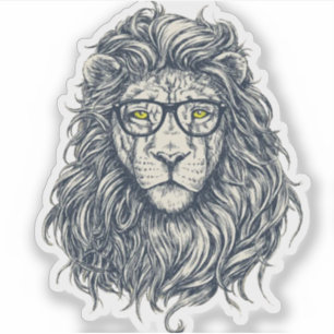 Hipster-Löwe mit Brille Sticker Cooler Geek-Köni
