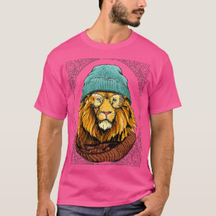 Hipster Löwe mit Brille Wildlife Safari Tier L T-Shirt