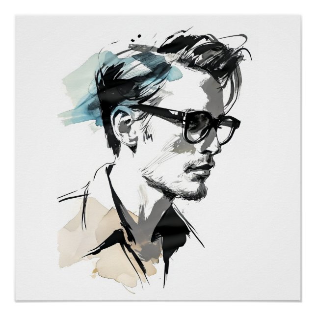 Hipster Man Zeichne Poster (Vorderseite)
