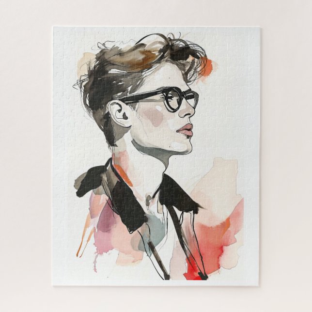 Hipster Man Zeichne Puzzle (Vertikal)