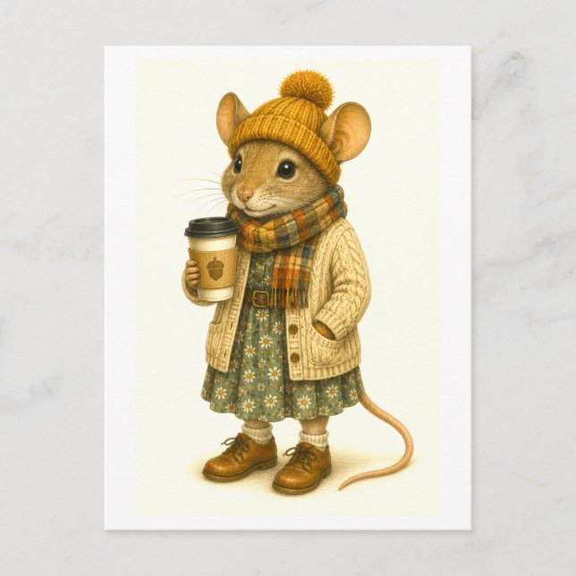 Hipster-Maus-Postkarte Postkarte (Vorderseite)