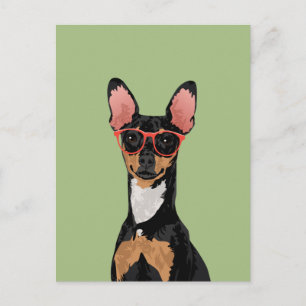 Hipster Miniatur Pinscher Postkarte für Hunde Lieb