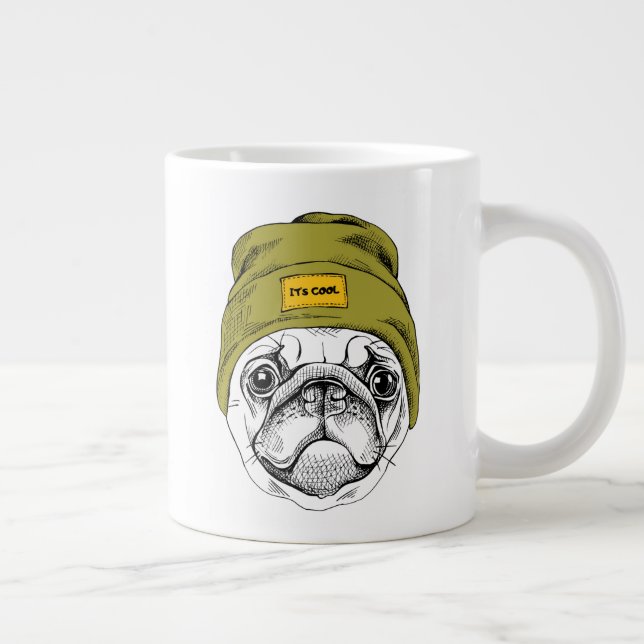 Hipster Mops| Es ist Cool Jumbo-Tasse (Rechts)