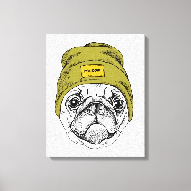 Hipster Mops | Es ist Cool Leinwanddruck (Vorderseite)