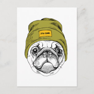 Hipster Mops Es ist Cool Postkarte