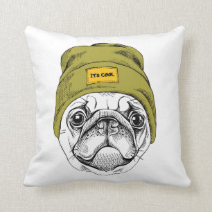 Hipster-Mops ist es cool Kissen