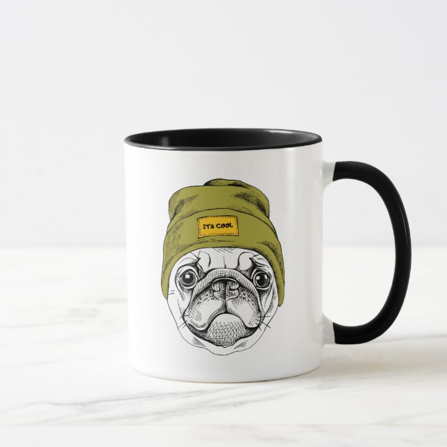 Hipster-Mops | ist es cool Tasse (Rechts)