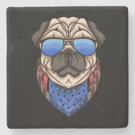 Hipster Mops Sunglasses USA Bandana Steinuntersetzer
