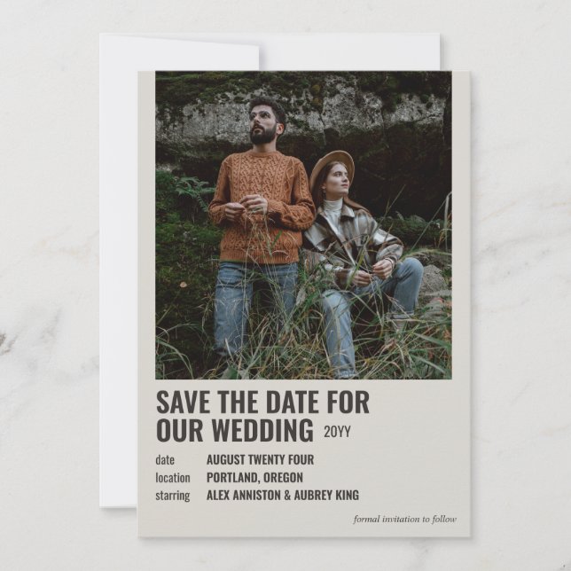 Hipster Movie Poster Foto Save the Date (Vorderseite)
