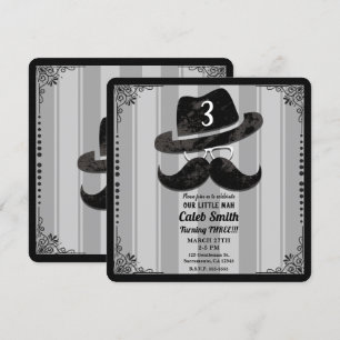 Hipster Mustache Hat Glasses ANY Birthday Party Einladung