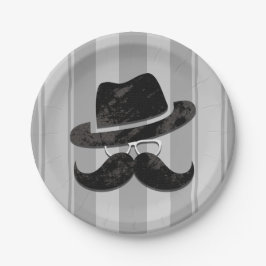 Hipster Mustache Hat Glasses Birthday Party Pappteller