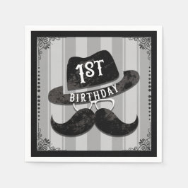 Hipster Mustache Hat Glasses Erster Geburtstag Serviette