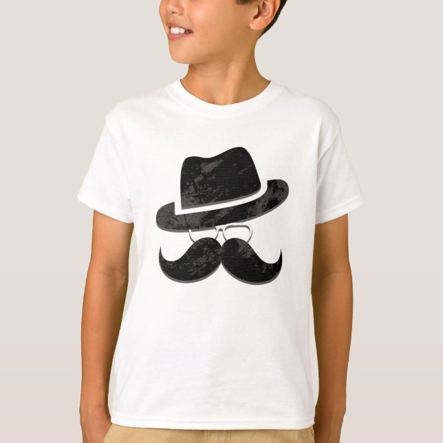 Hipster Mustache Hat Glasses Vintag Custom T-Shirt (Vorderseite)