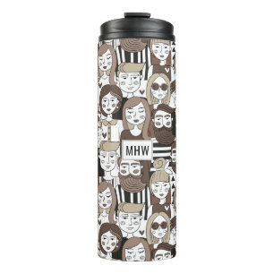 Hipster Muster kundenspezifisch monogramm Thermosbecher