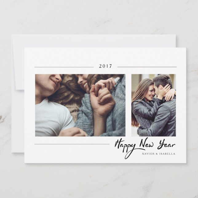 Hipster Neujahr Foto Feiertagskarte (Vorderseite)