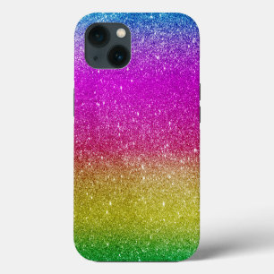 Hipster Niedlich Hellrosa Magenta Glitzer Regenbog iPhone 13 Hülle