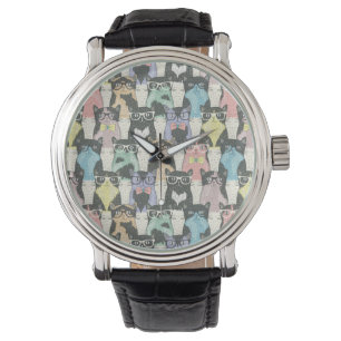 Hipster-niedliches Katzen-Muster Armbanduhr