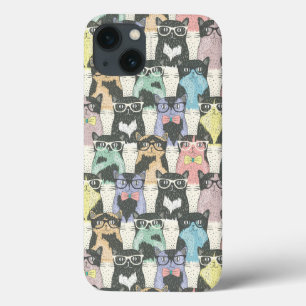 Hipster-niedliches Katzen-Muster iPhone 13 Hülle