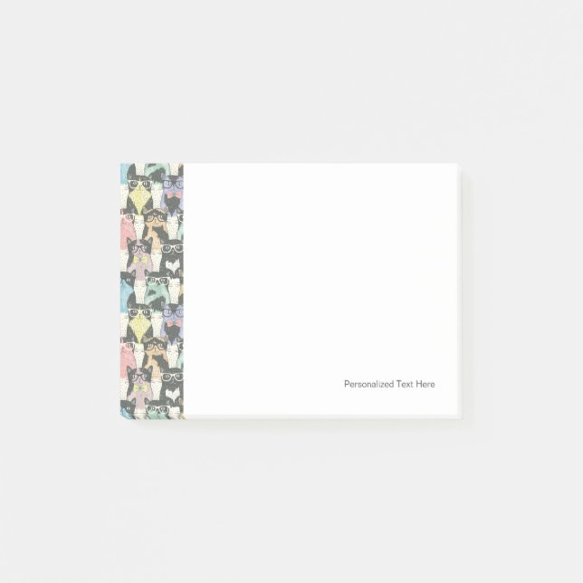 Hipster-niedliches Katzen-Muster Post-it Klebezettel (Vorderseite)