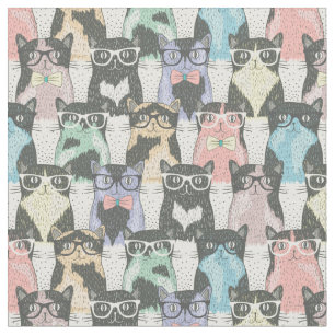 Hipster-niedliches Katzen-Muster Stoff