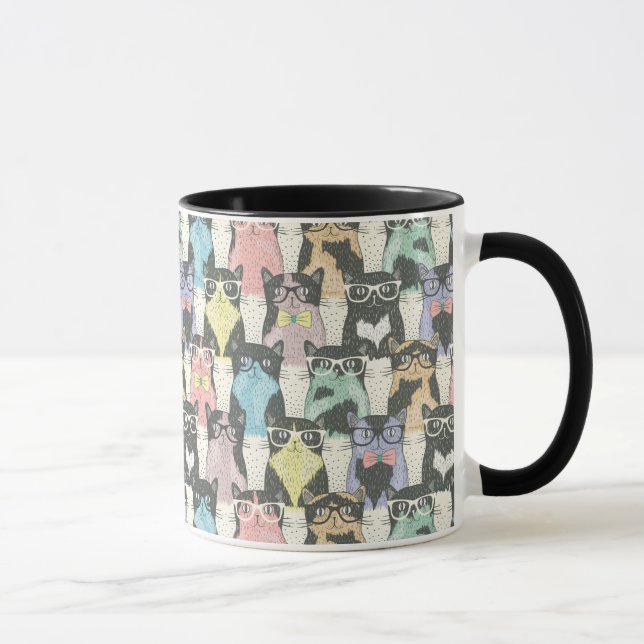 Hipster-niedliches Katzen-Muster Tasse (Rechts)