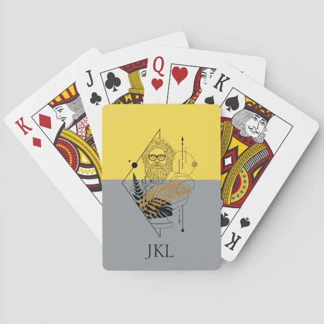 Hipster-Olymp-Gott-Farblock-Monogramm Spielkarten (Rückseite)