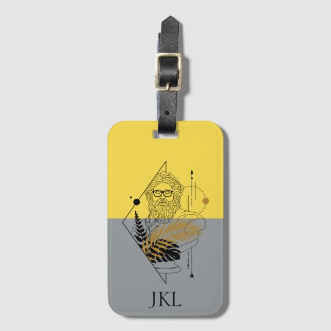 Hipster Olympic God Colorblock Monogram Gepäckanhänger (Vorderseite Vertikal)