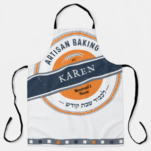 Hipster Orange Marine Artisan-Bäckerei mit Hebräis Schürze