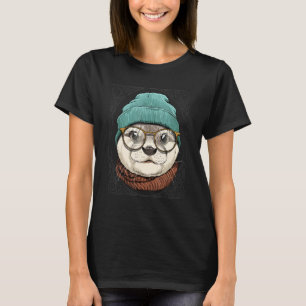 Hipster Otter Animal Wear Brillen River Sea Ott T-Shirt