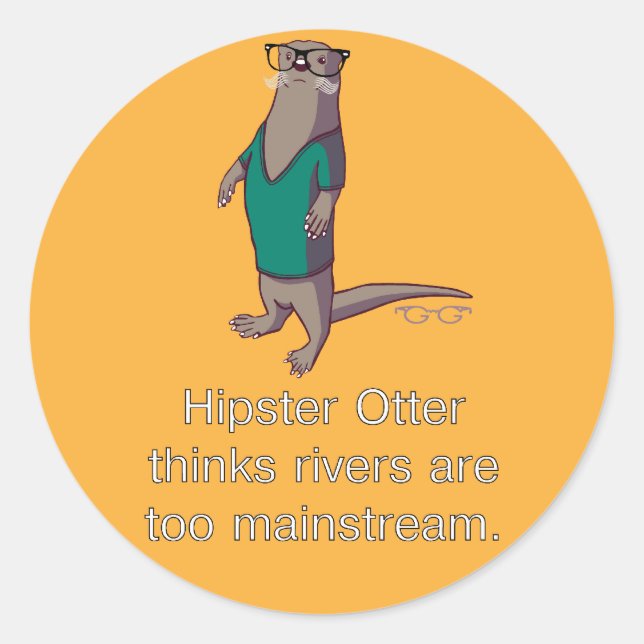 Hipster Otter Stickers (Vorderseite)
