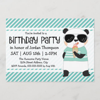 Hipster Panda Kindergeburtstag Party Einladung