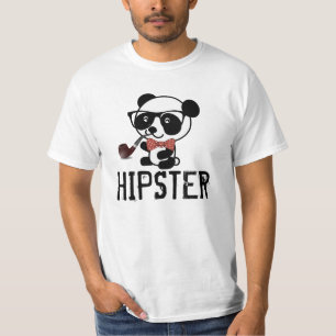 HIPSTER-PANDA mit ROHR lustigen T - Shirts