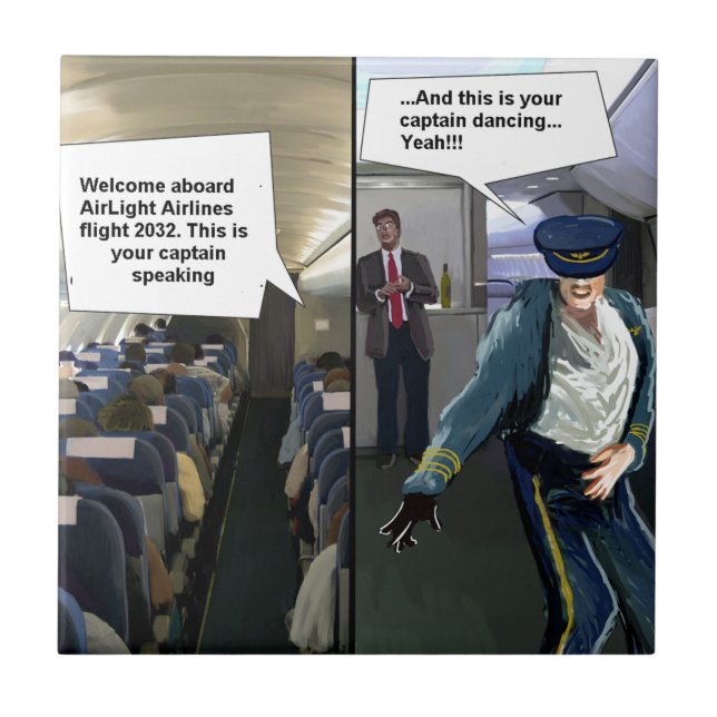 Hipster Pilot Funny Fliese (Vorderseite)