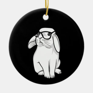 Hipster Rabbit Funny Bunny mit Brille Niedlich Ani Keramik Ornament