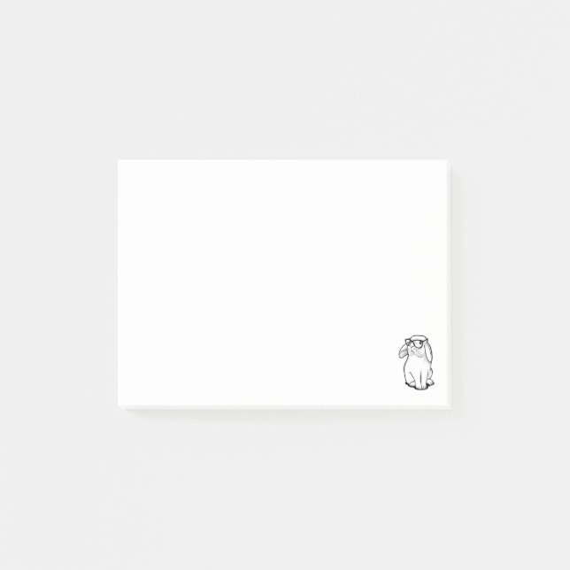 Hipster Rabbit Funny Bunny mit Brille Niedlich Ani Post-it Klebezettel (Vorderseite)