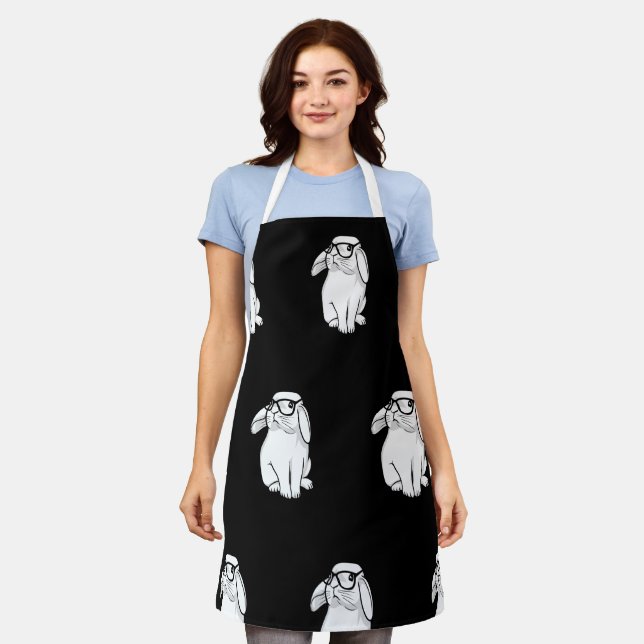 Hipster Rabbit Funny Bunny mit Brille Niedlich Ani Schürze (Getragen)